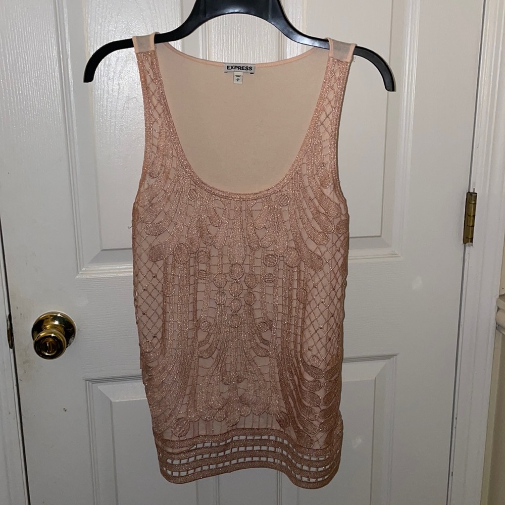 Express Women's Blush Lace Tank Top